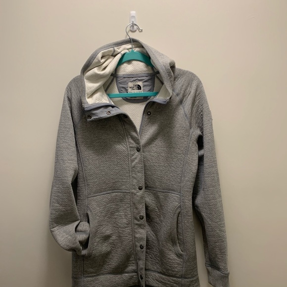 the North Face snap up coat size S grey “re-source long snap hoodie” - Picture 6 of 6